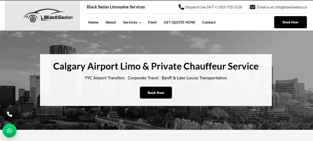 Black Sedan chauffeur service homepage