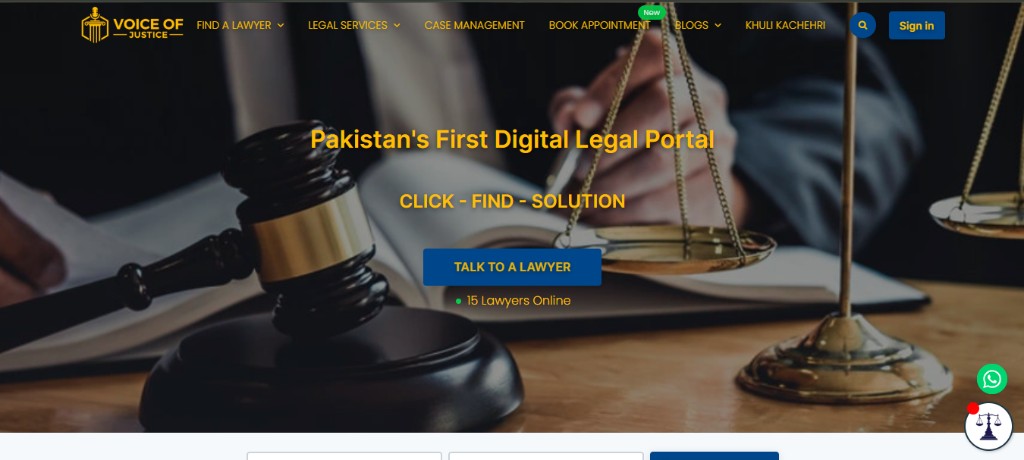 Voice of Justice legal portal homepage