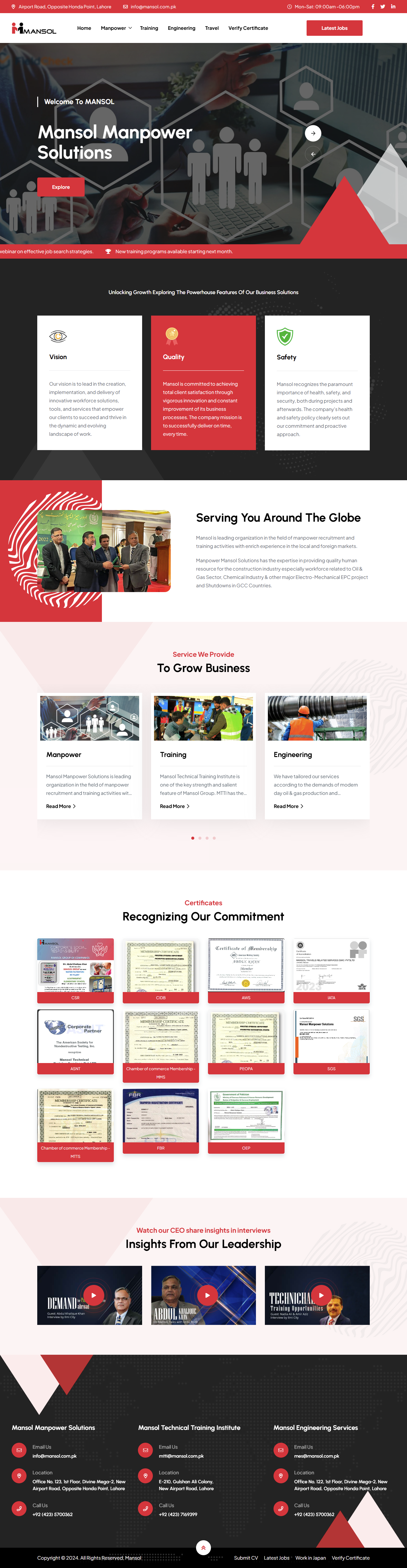 Mansol manpower, training, and engineering website